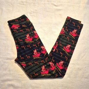 LuLaRoe girls size Tween santa with reindeer leggings, EUC